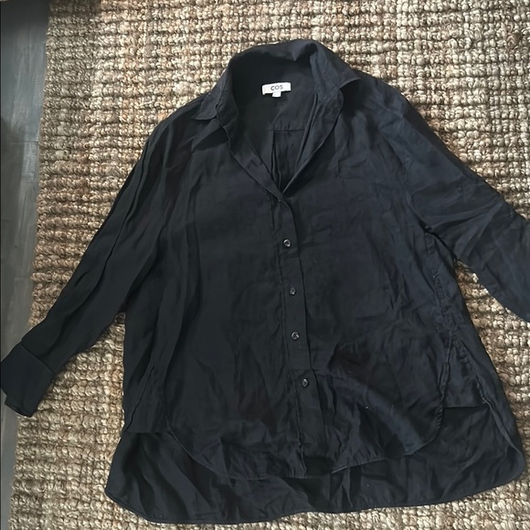 COS 100% Linen Black Button Down Blouse Size 34 - Picture 2 of 10